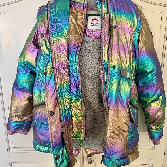 APPAMAN Girls Iridescent Middie Puffer Coat - Picture 5 of 7